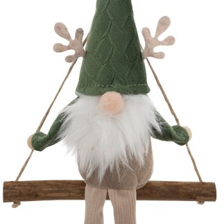 Sujet gnome balançoire textile 16cm