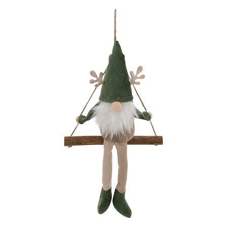 Sujet gnome balançoire textile 16cm