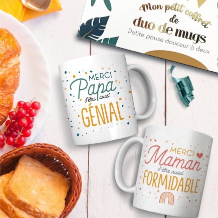 Coffret Duo Mugs Maman Papa Genial