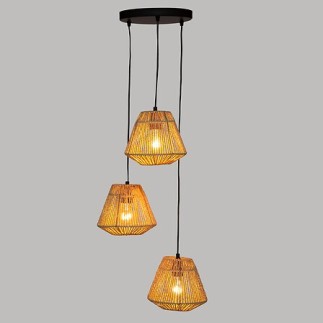 Suspensions 3 lampes Jily corde naturel