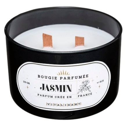 Bougie parfumée Snow 470 g pot verre jasmin