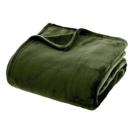 Plaid 180x230 cm flanelle kaki