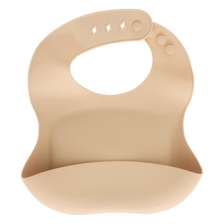 Set bavoir et cuillère Yum silicone beige