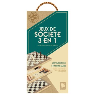 JEU DE SOCIETE 3 EN 1 EN BOIS