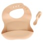 Set bavoir et cuillère Yum silicone beige