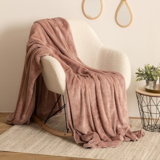 Plaid 180x230 cm flanelle rose