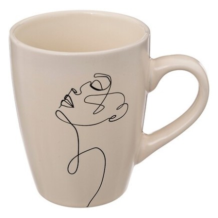 Mug Visage abstrait 35cl beige