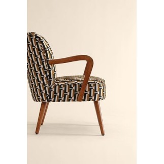 Fauteuil avec accoudoirs Chiara chenille jacquard noir et ocre