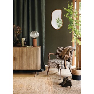 Fauteuil avec accoudoirs Chiara chenille jacquard noir et ocre