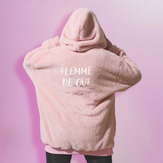 SWEAT A CAPUCHE HOODIE FLEMME DE OUF ROSE