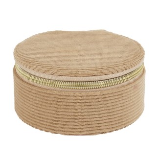 BOITE A BIJOUX RONDE VELOURS COTELE BEIGE