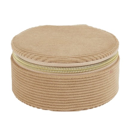 BOITE A BIJOUX RONDE VELOURS COTELE BEIGE