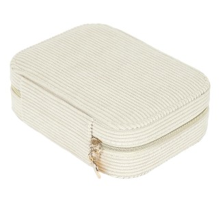 BOITE A BIJOUX EN VELOURS COTELE RECTANGLE BEIGE