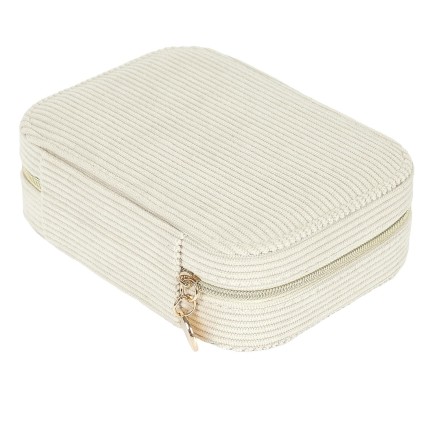 BOITE A BIJOUX EN VELOURS COTELE RECTANGLE BEIGE