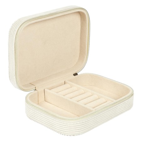 BOITE A BIJOUX EN VELOURS COTELE RECTANGLE BEIGE