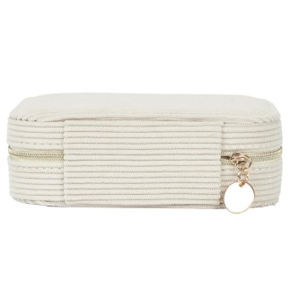 BOITE A BIJOUX EN VELOURS COTELE RECTANGLE BEIGE