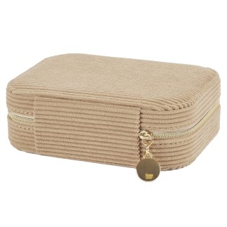 BOITE A BIJOUX EN VELOURS COTELE RECTANGLE TAUPE