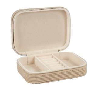 BOITE A BIJOUX EN VELOURS COTELE RECTANGLE TAUPE