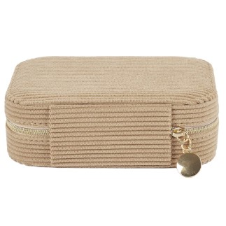 BOITE A BIJOUX EN VELOURS COTELE RECTANGLE TAUPE