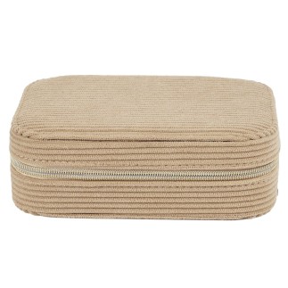 BOITE A BIJOUX EN VELOURS COTELE RECTANGLE TAUPE