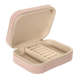 BOITE A BIJOUX EN VELOURS COTELE RECTANGLE ROSE