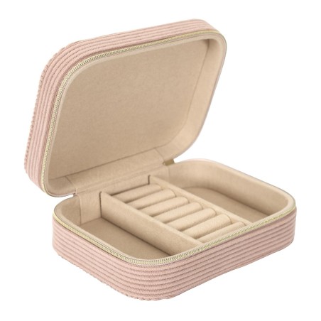 BOITE A BIJOUX EN VELOURS COTELE RECTANGLE ROSE