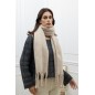 Echarpe unie grosses franges beige