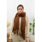 Echarpe unie grosses franges chocolat