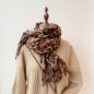 Echarpe léopard avec frange camel