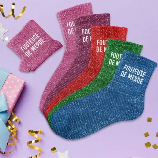 Chaussettes paillettes fouteuse de merde