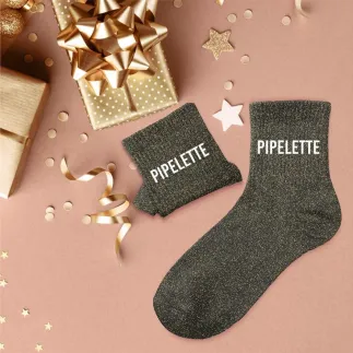 Chaussettes Paillettes Pipelette noir