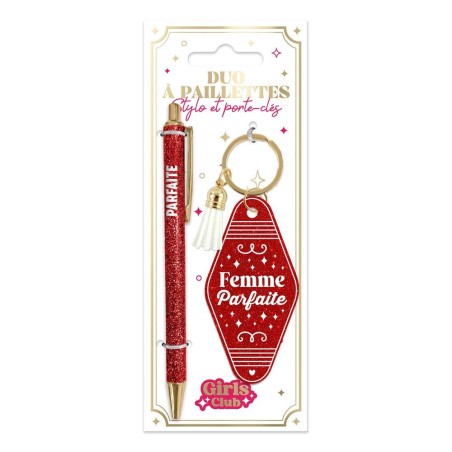 Duo Paillettes Porte Cles Motel Et Stylo Parfaite