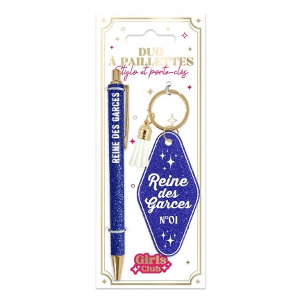 Duo Paillettes Porte Cles Motel Et Stylo Garce