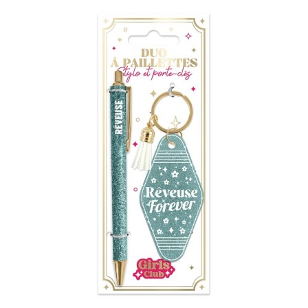 Duo Paillettes Porte Cles Motel Et Stylo Reveuse