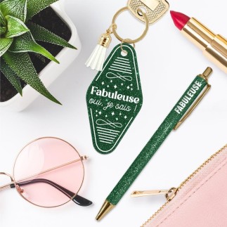 Duo Paillettes Porte Cles Motel Et Stylo Fabuleuse
