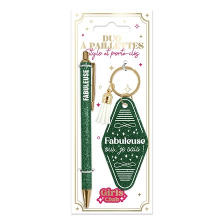 Duo Paillettes Porte Cles Motel Et Stylo Fabuleuse