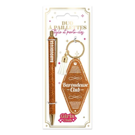 Duo Paillettes Porte Cles Motel Et Stylo Baroudeuse