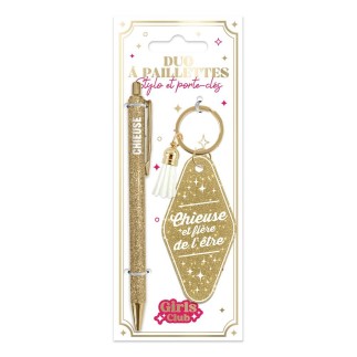 Duo Paillettes Porte Cles Motel Et Stylo Chieuse