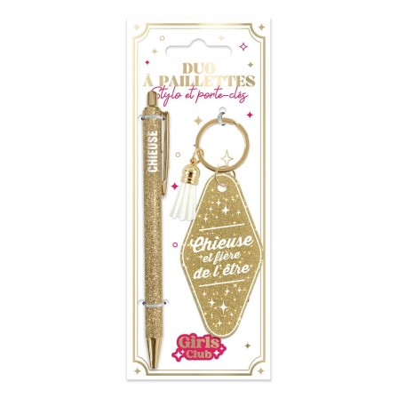 Duo Paillettes Porte Cles Motel Et Stylo Chieuse