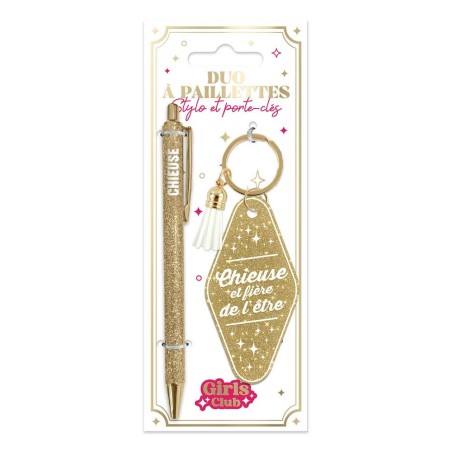 Duo Paillettes Porte Cles Motel Et Stylo Chieuse