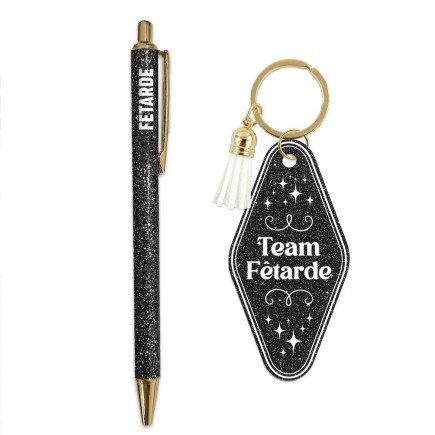 Duo Paillettes Porte Cles Motel Et Stylo Fetarde