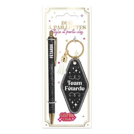 Duo Paillettes Porte Cles Motel Et Stylo Fetarde
