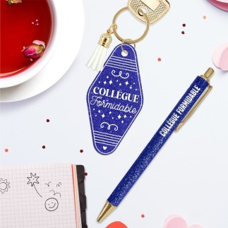 Duo Paillettes Porte Cles Motel Et Stylo Collegue Formidable