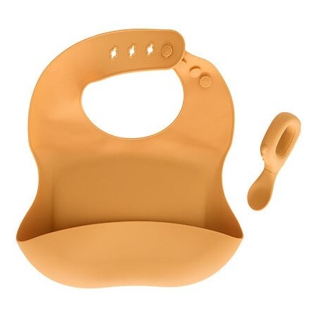 Set bavoir et cuillère Yum silicone ocre