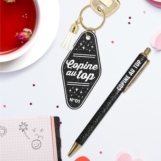 Duo Paillettes Porte Cles Motel Et Stylo Copine Au Top
