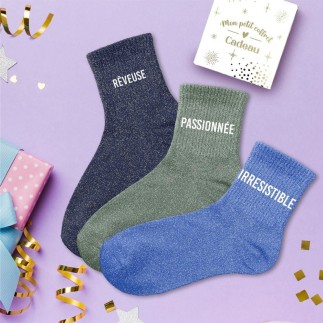 Coffret Trio Chaussettes Paillettes Reveuse