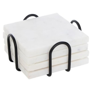 Lot de 4 dessous de verre marbre 10cm blanc