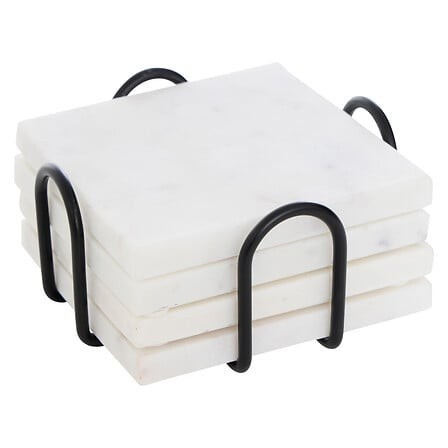 Lot de 4 dessous de verre marbre 10cm blanc