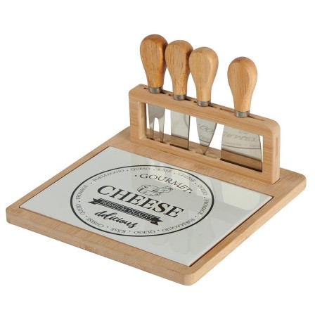 Plateau en grès et bambou fromage