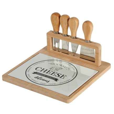 Plateau en grès et bambou fromage
